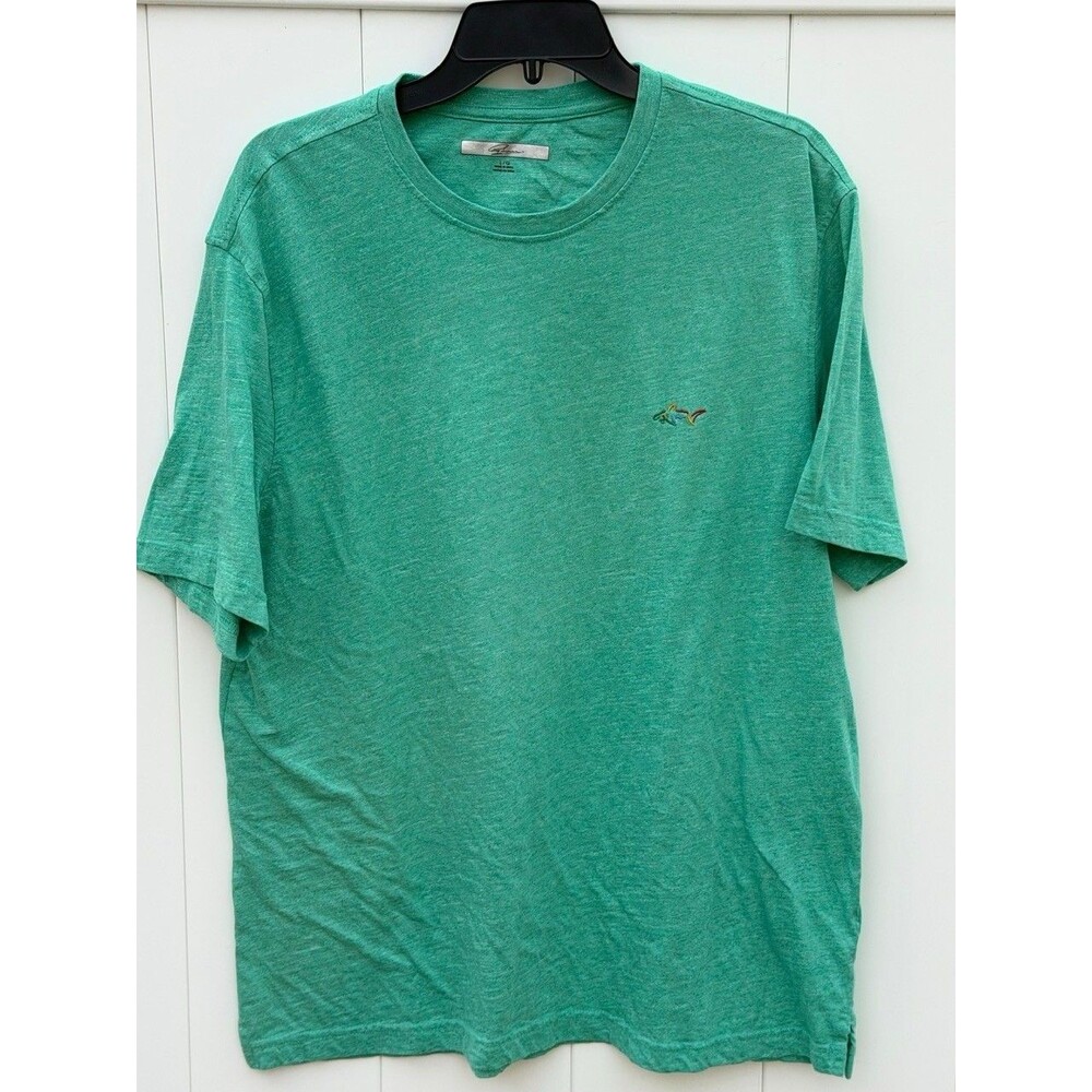 Greg Norman Mens T Shirt Green Large Cotton Blend Short Sleeve Crew Neck
